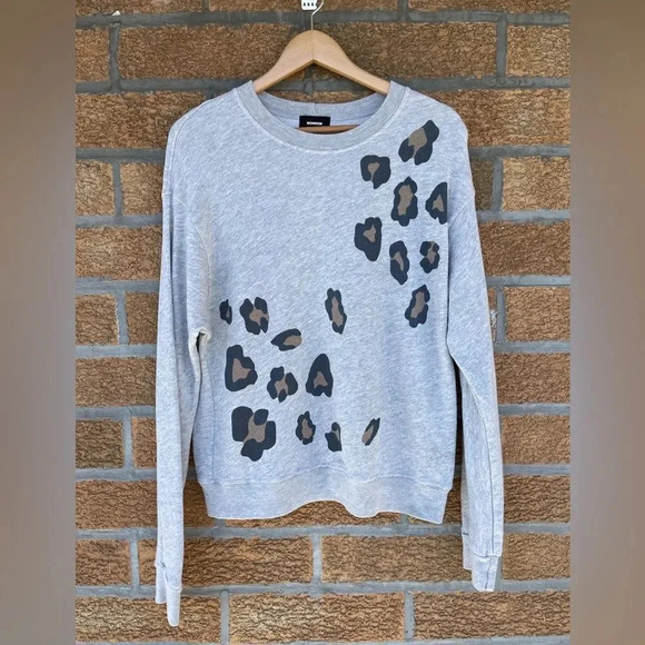 MONROW Oversized Leopard Print In Heather Grey small - Picture 3 of 8